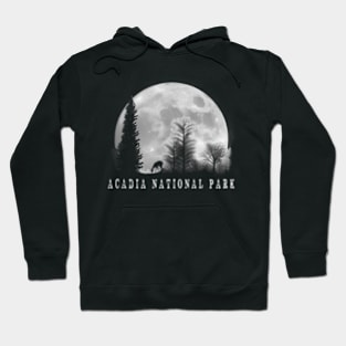 Acadia National Park Outdoors Moon And Deer Hoodie